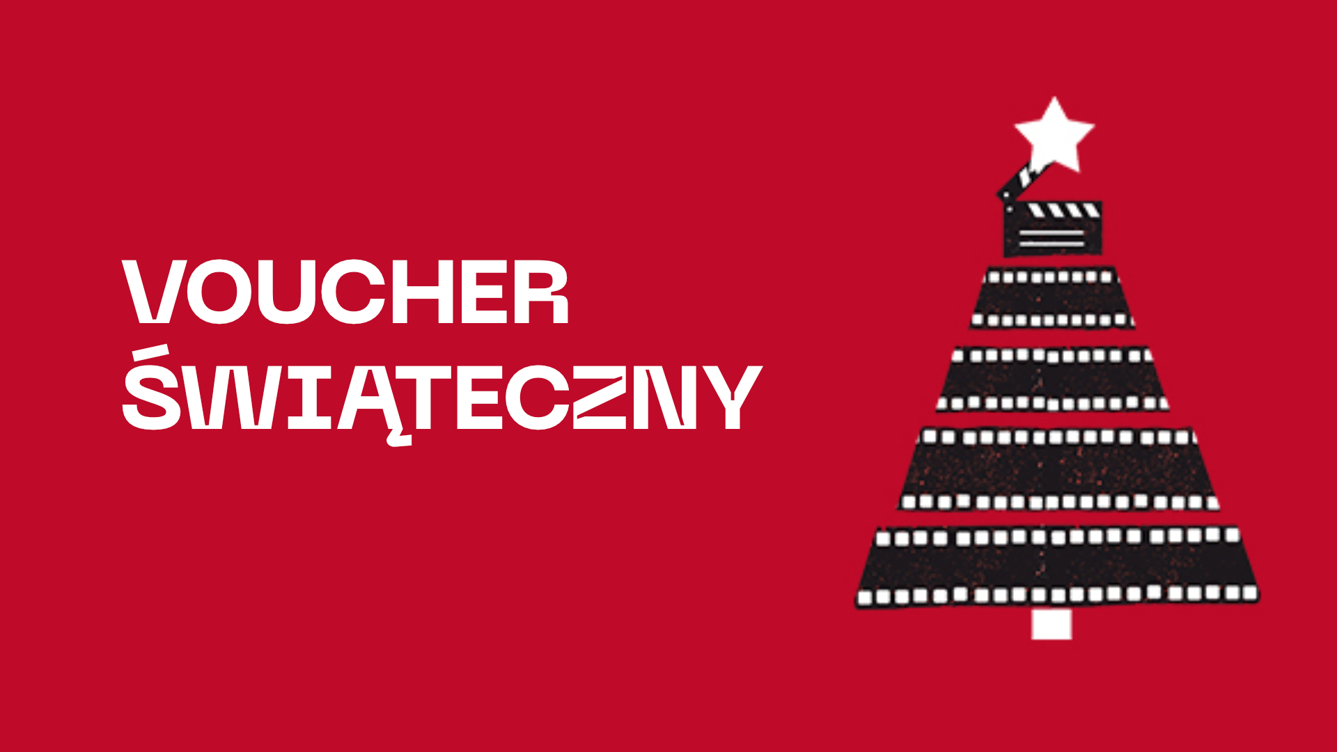 Grafika przedstawia choinkę oraz napis Voucher Świąteczny